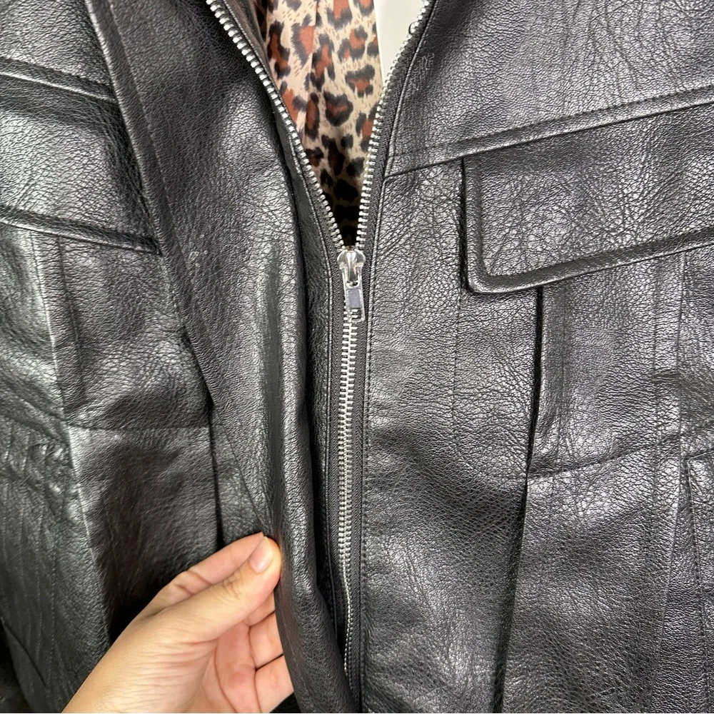 Nwt faux leather Cider Classic Black‎ Leather moto Jacket